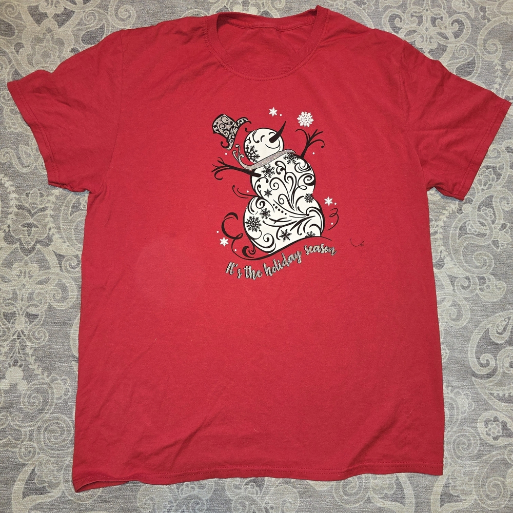 Red Holiday Snowman T-Shirt